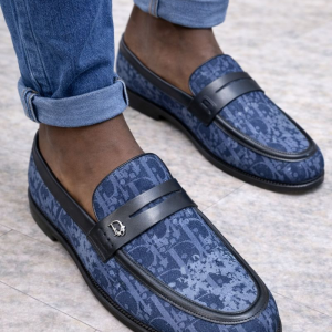 Luxury Blue Pattern Loafers (Men’s)